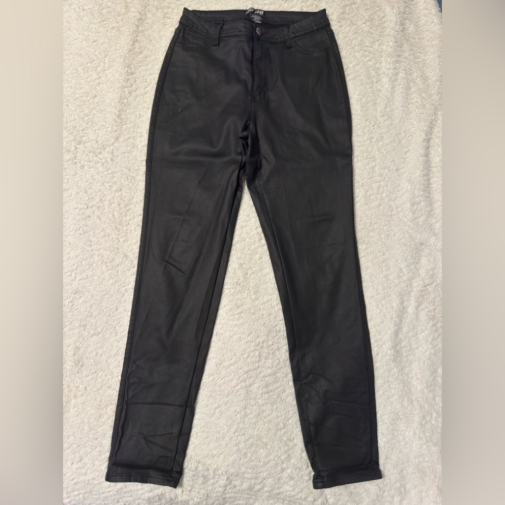 Black Faux Coated Pants